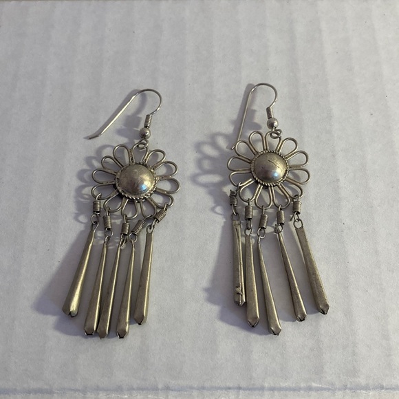 Hand Crafted Jewelry - Handmade Metal Floral Earrings